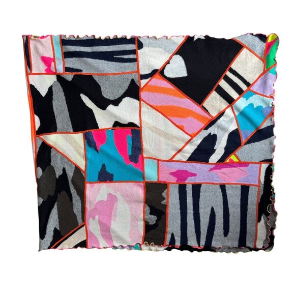 Brodie Cashmere Extra Large multicolor patchwork scarf 34" x 78" 100% cashmere - Picture 2 of 6